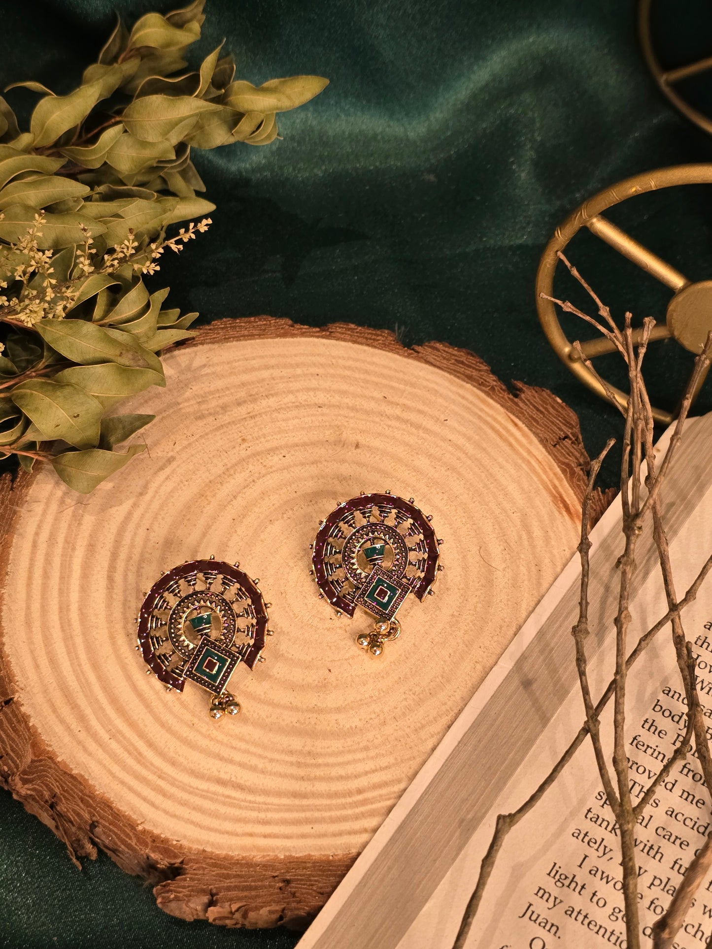 Walnut Mandala Chime Earrings Jewellery - 0008