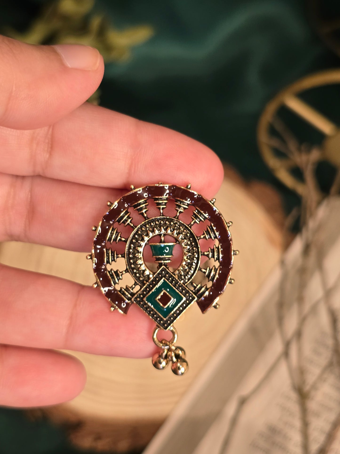Walnut Mandala Chime Earrings Jewellery - 0008