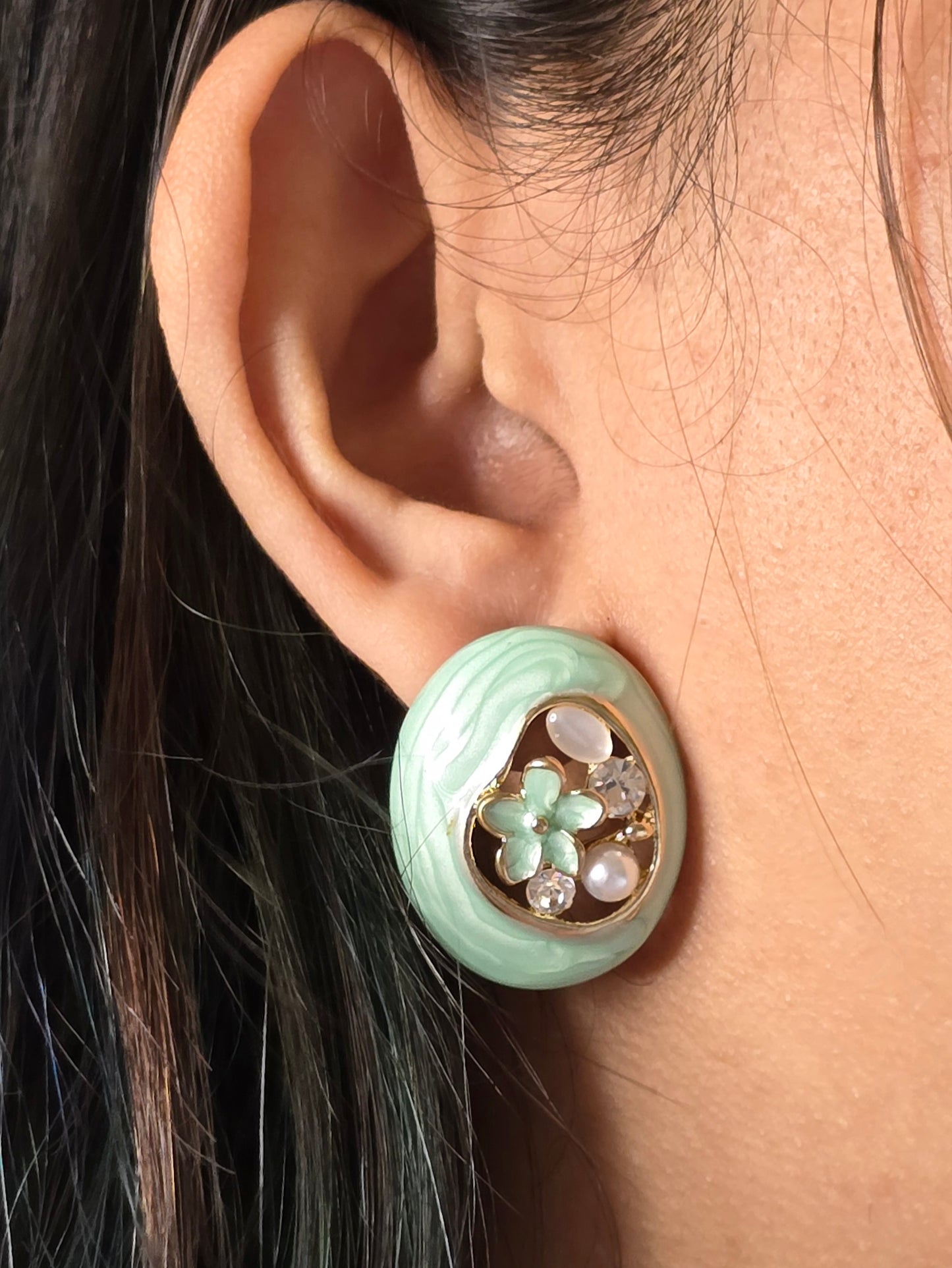 Mint Flora Resin Earrings Jewellery - 0117