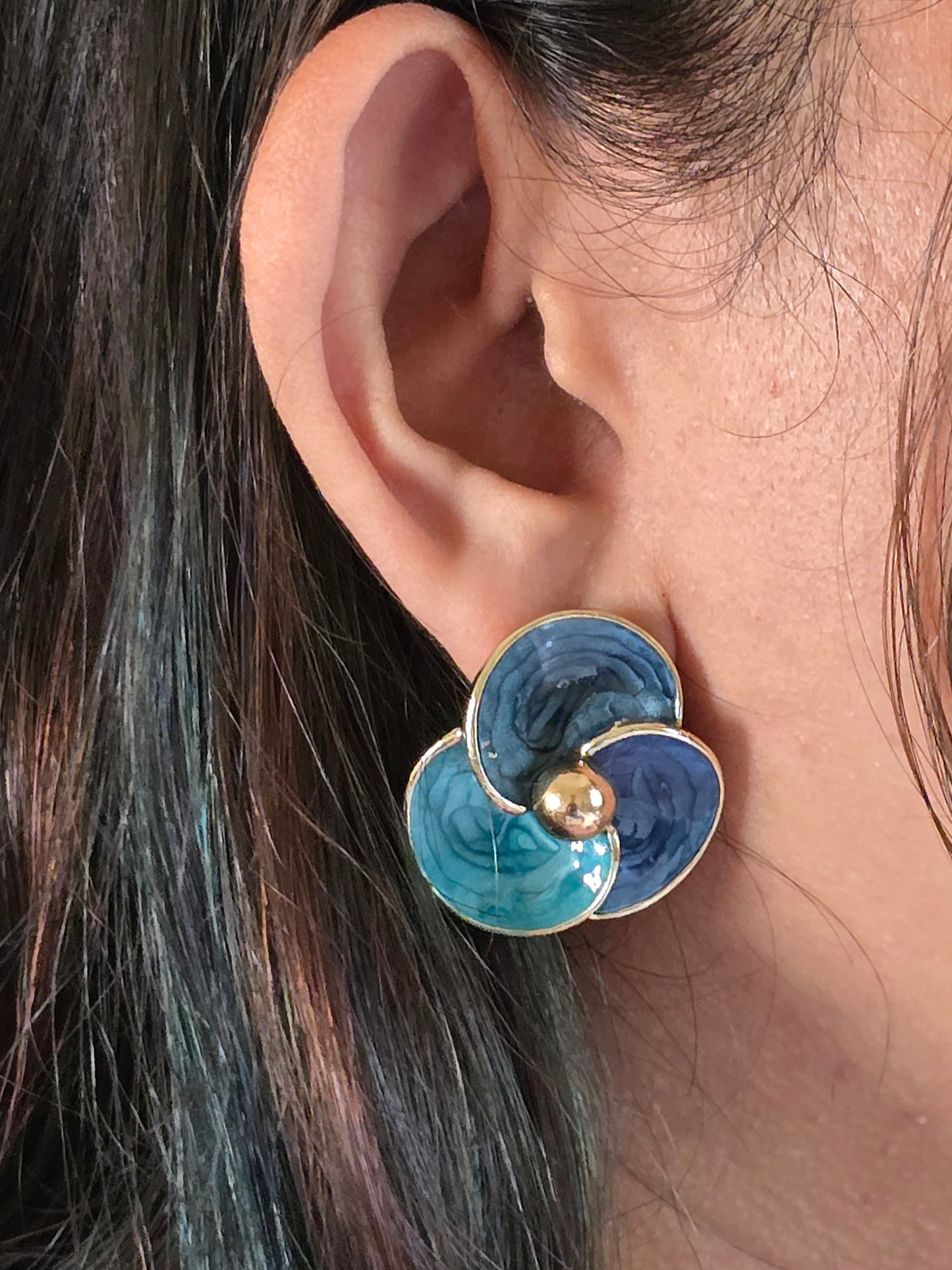 Aqua Flower Resin Earrings Jewellery -0126