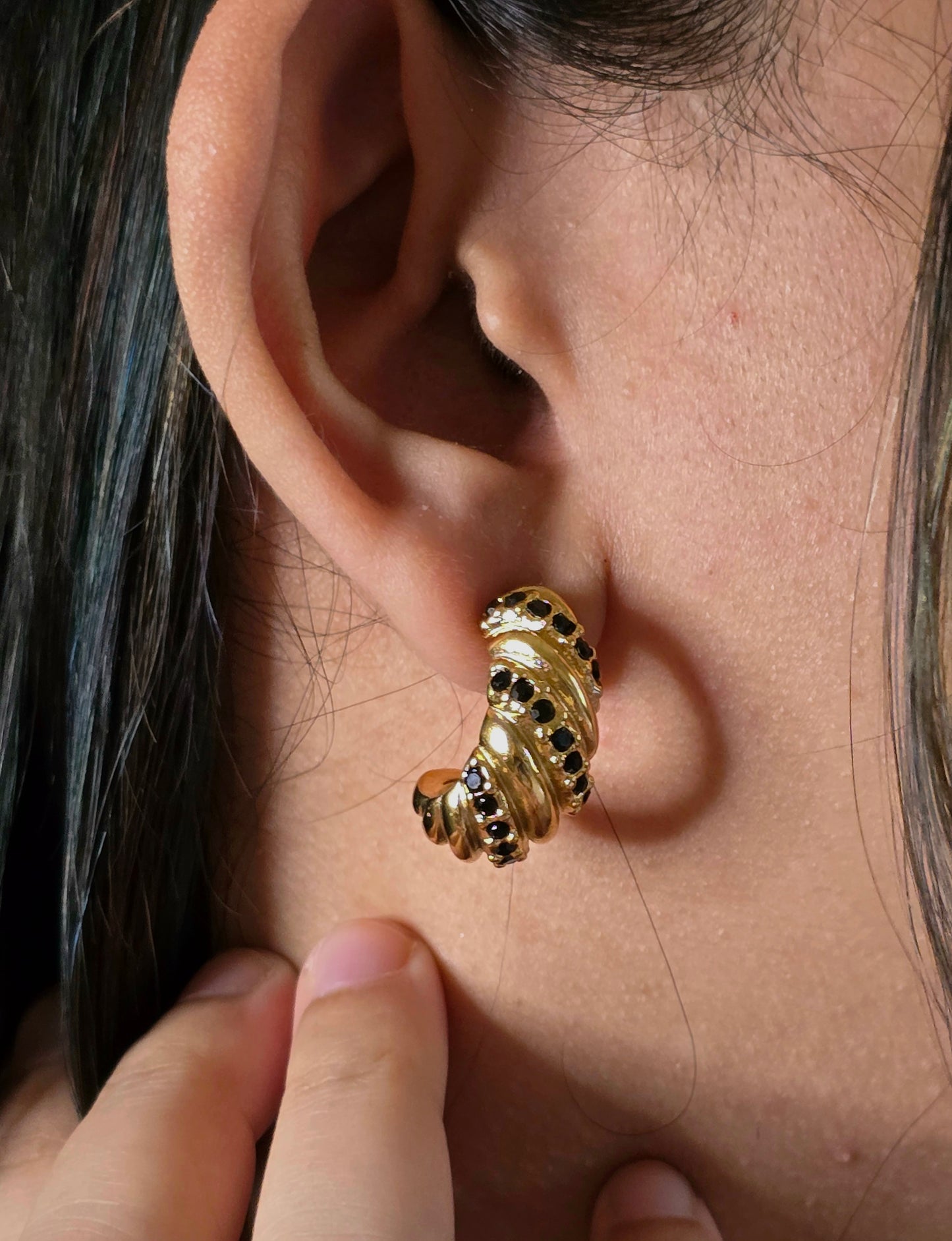 Obsidian Wrap Earrings Jewellery - 0050