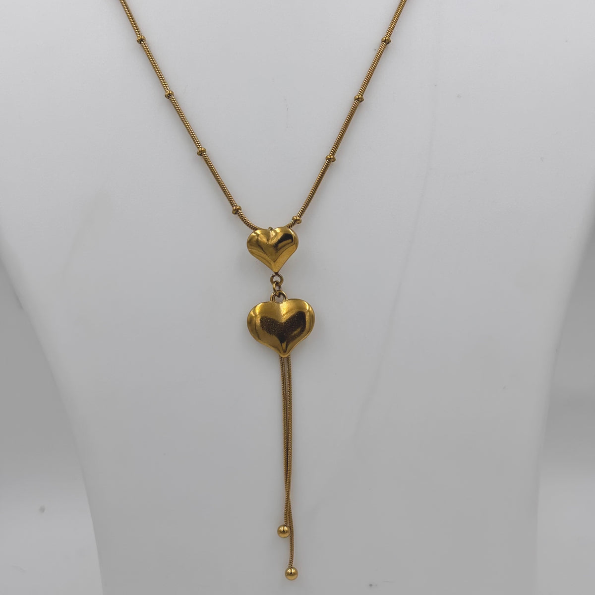 0056 - double heart pendant Necklace