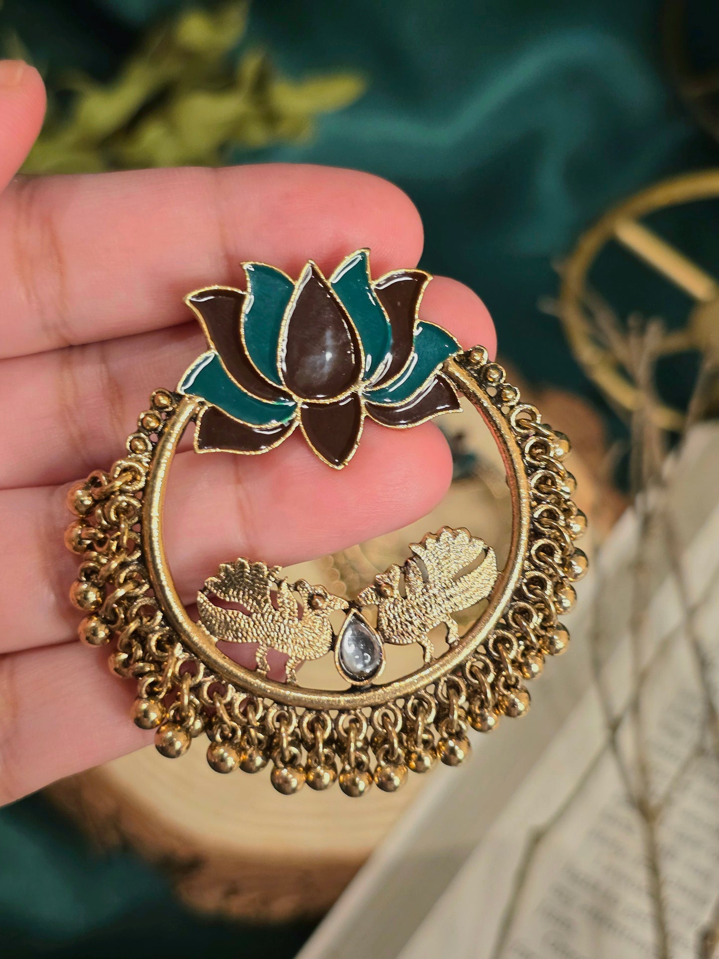 Antique Cleopatra Lotus Earrings Jewellery - 0003