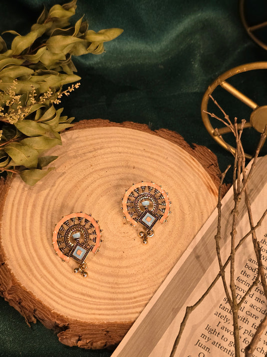 Peach Mandala Chime Earrings Jewellery - 0007