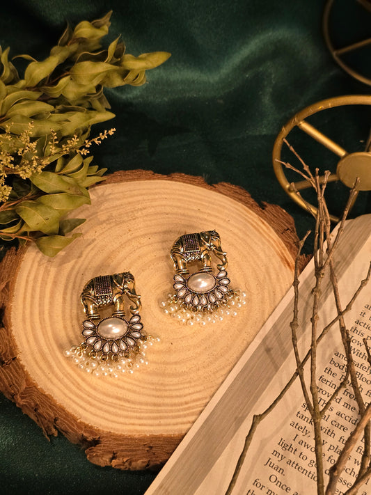 Royal Elephant Charm Earrings Jewellery - 0009