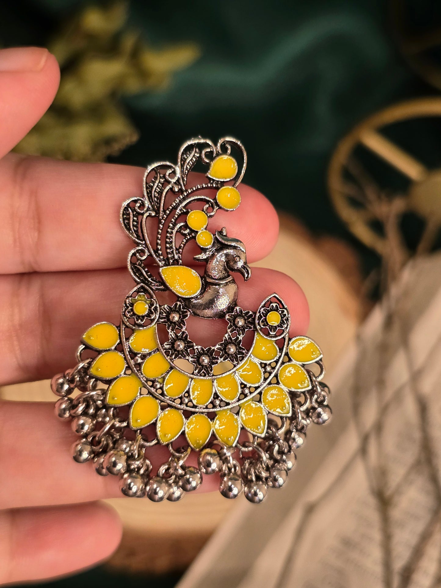 Golden Dawn Peacock Earrings Jewellery - 0011