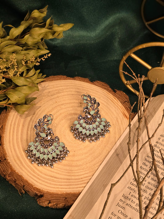 Mint Peacock Grace Earrings Jewellery - 0012
