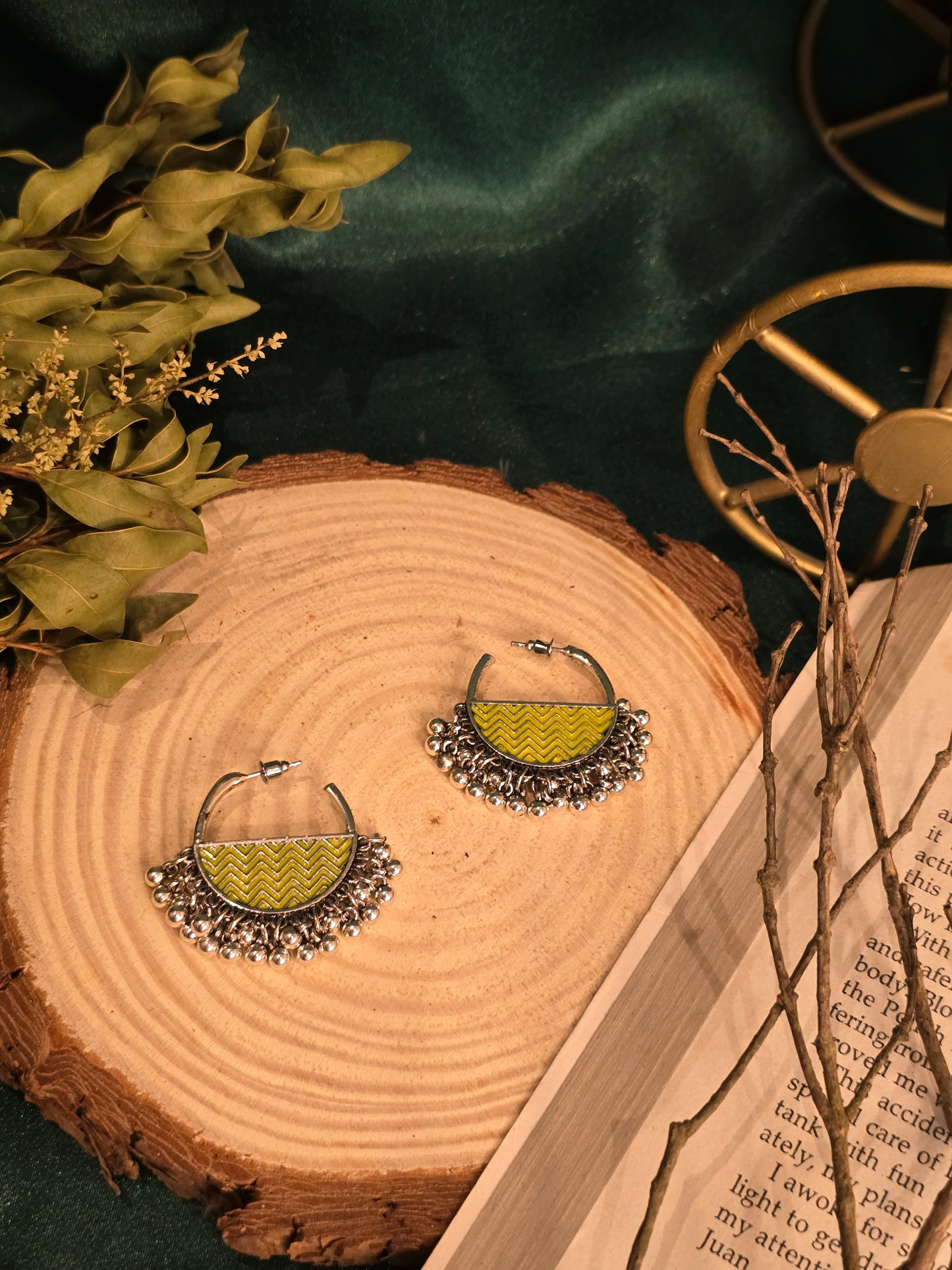 Lime Hoops Earrings Jewellery - 0014