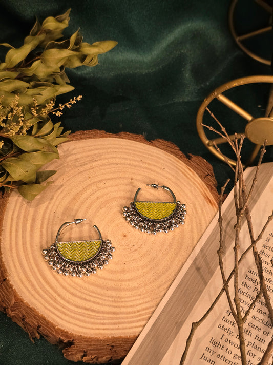 Lime Hoops Earrings Jewellery - 0014