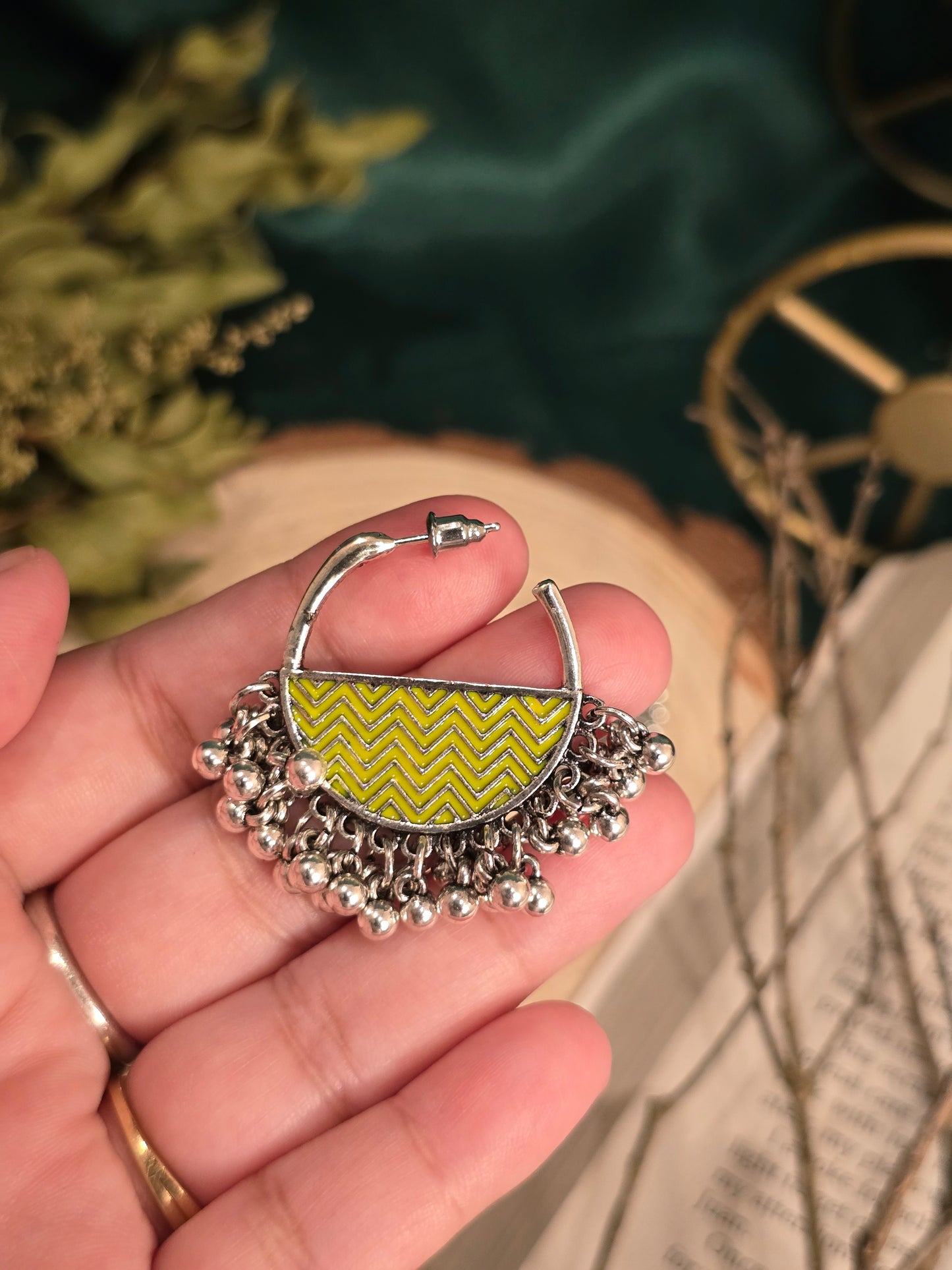 Lime Hoops Earrings Jewellery - 0014