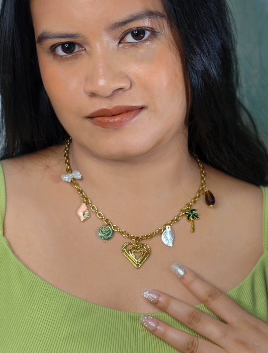 Ocean Palm Charms Necklace Jewellery - 0110