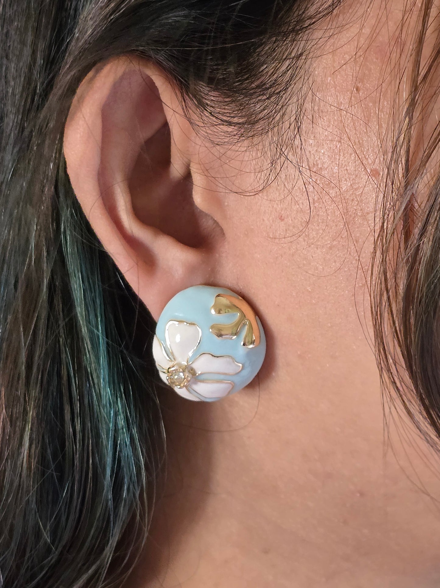 Light Blu Floral Resin Earrings Jewellery - 0121