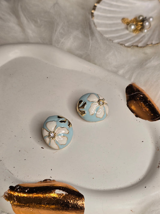 Light Blu Floral Resin Earrings Jewellery - 0121