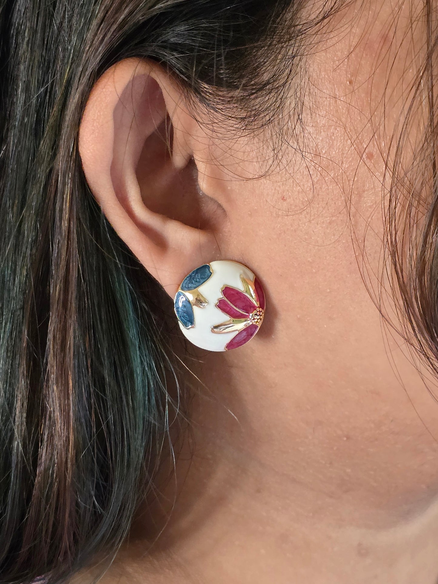 Blush & Blue Pearl Resin Earrings Jewellery - 0122