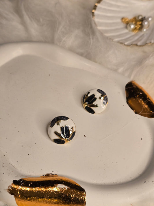Onyx Pearl Resin Earrings Jewellery - 0123