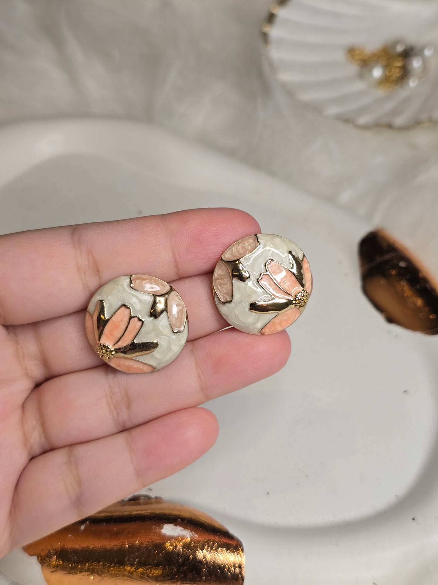 Champagne Blush Resin Earrings Jewellery - 0124