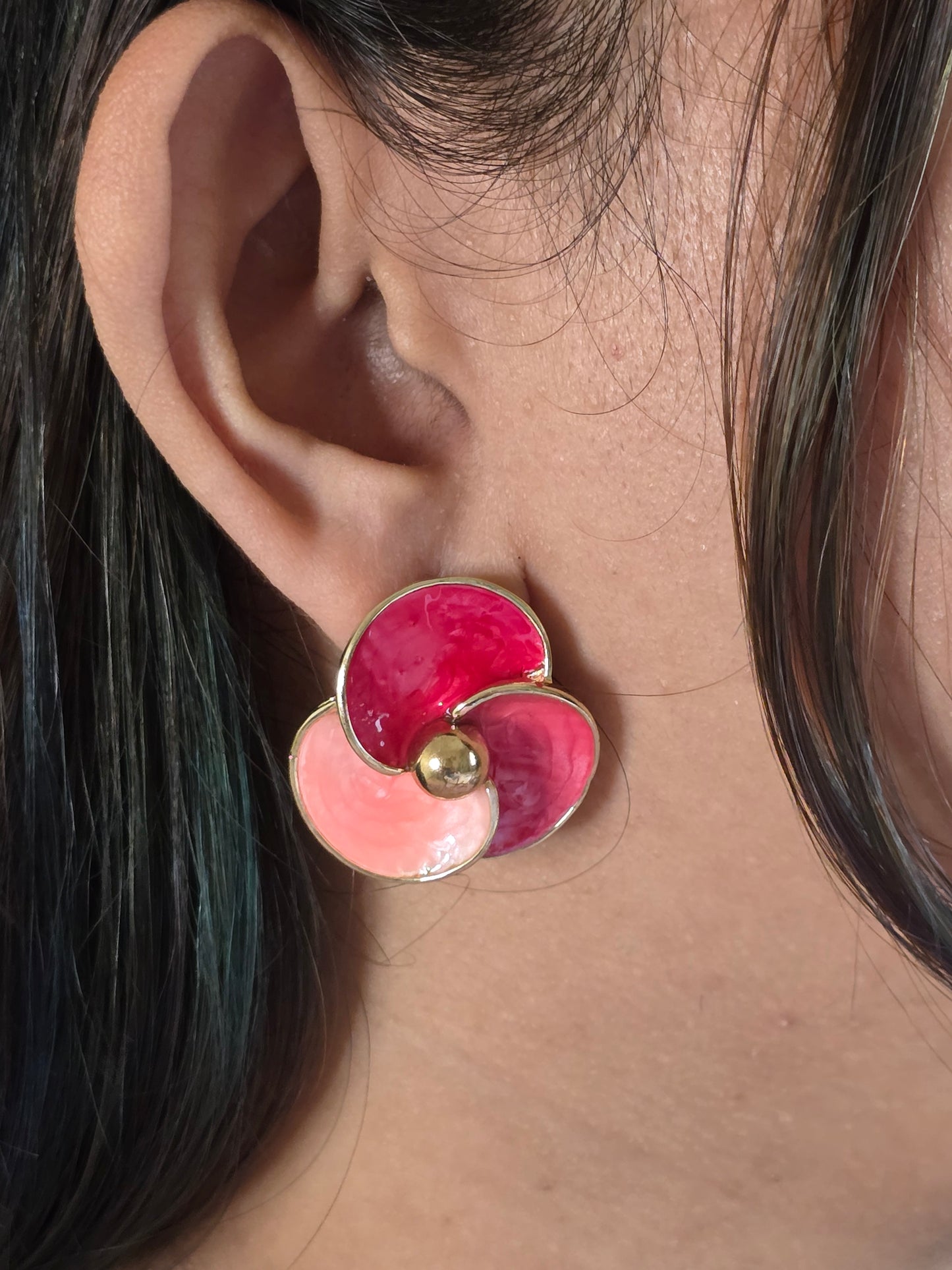 Ruby Flower Resin Earrings Jewellery - 0125
