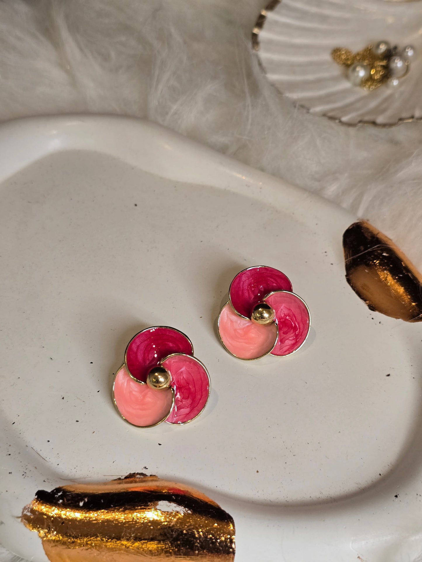 Ruby Flower Resin Earrings Jewellery - 0125