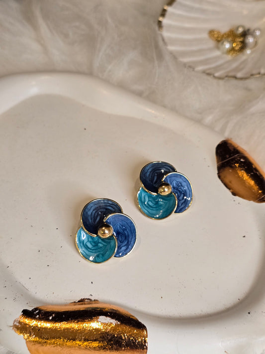 Aqua Flower Resin Earrings Jewellery -0126