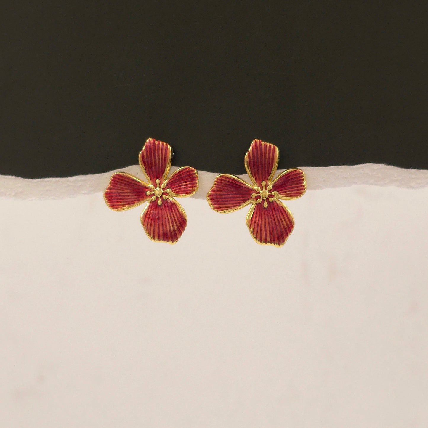 AE001 - Ruby Blossom Earrings