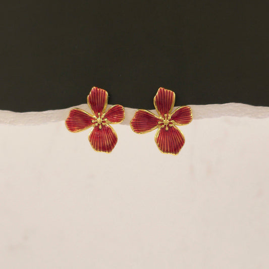 AE001 - Ruby Blossom Earrings