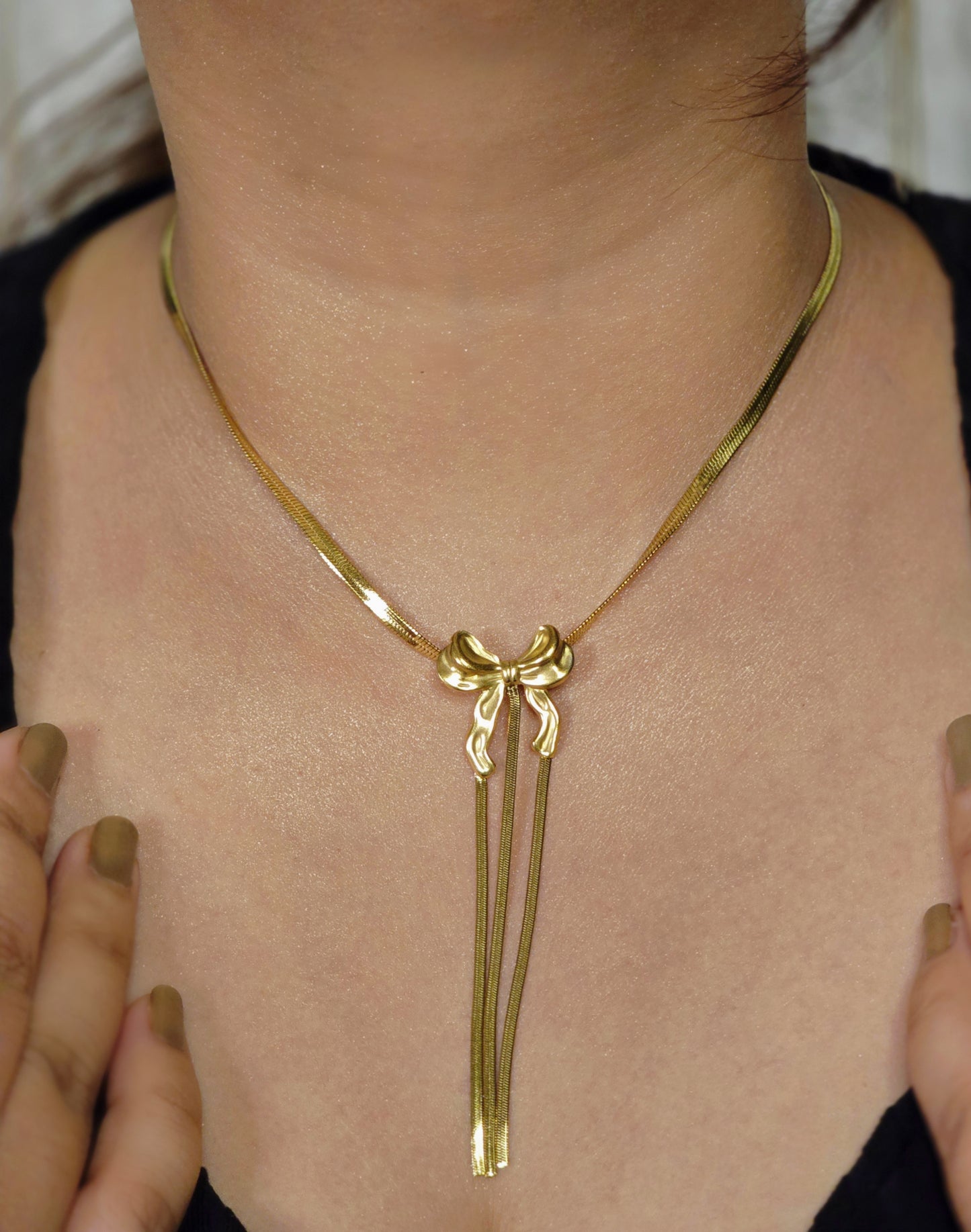 Silken Bow Necklace Set Jewellery - 0099
