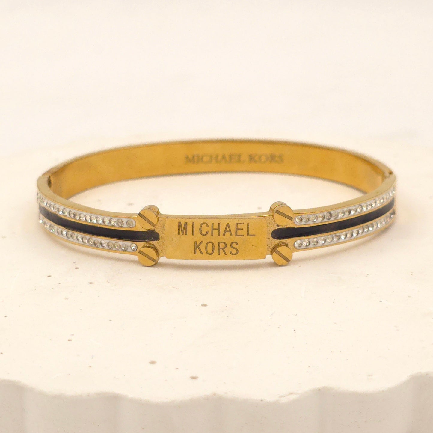 BR007 - MK Pave Plate Bracelet