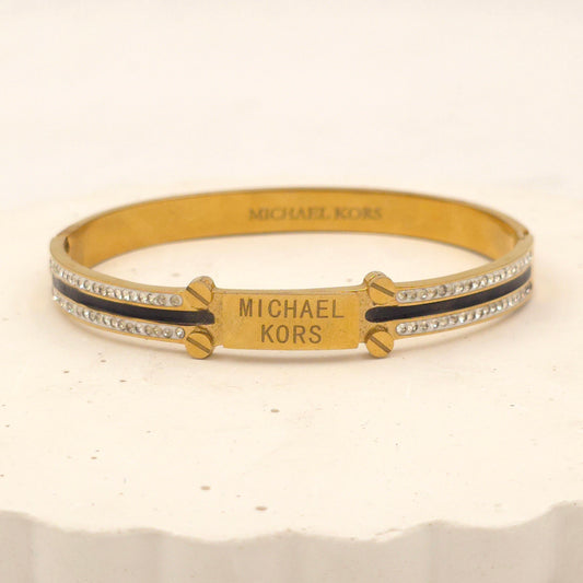 BR007 - MK Pave Plate Bracelet