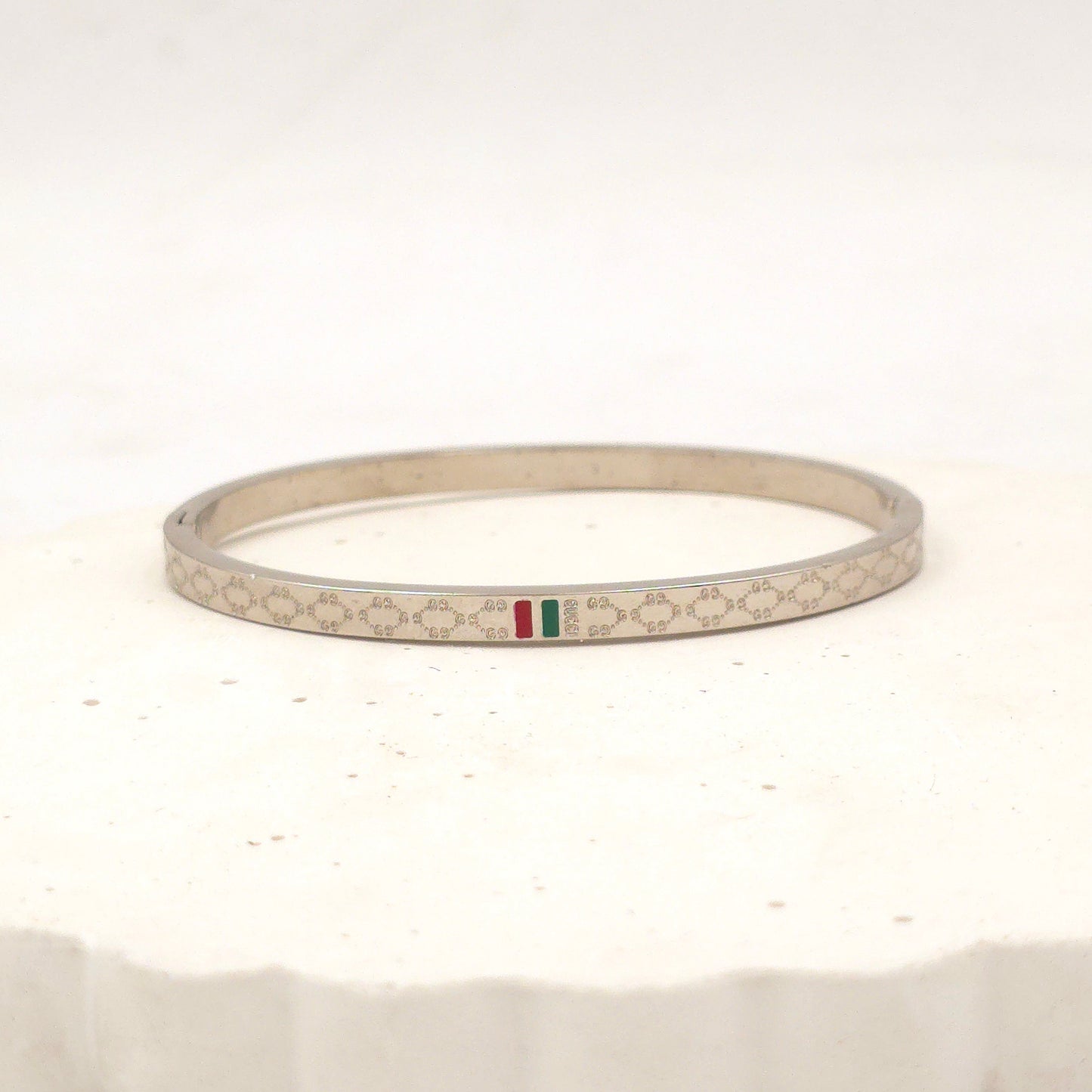 BR021 - Luxe Patterned Silver Bracelet