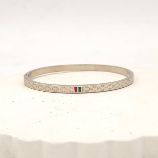BR021 - Luxe Patterned Silver Bracelet