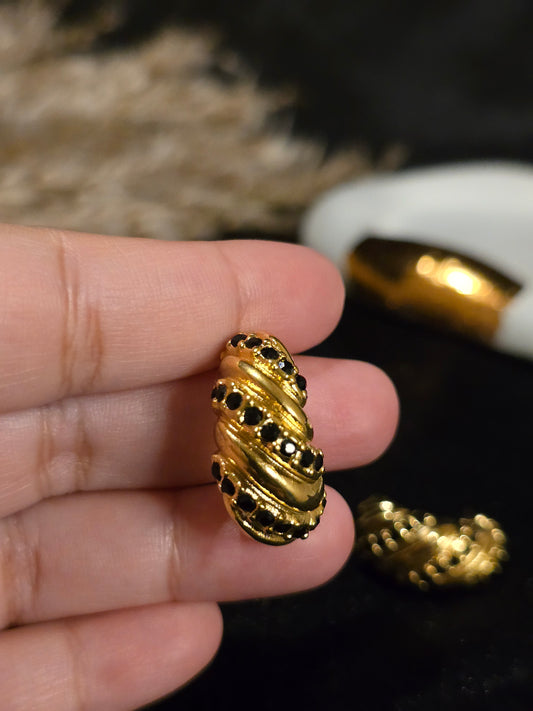 Obsidian Wrap Earrings Jewellery - 0050