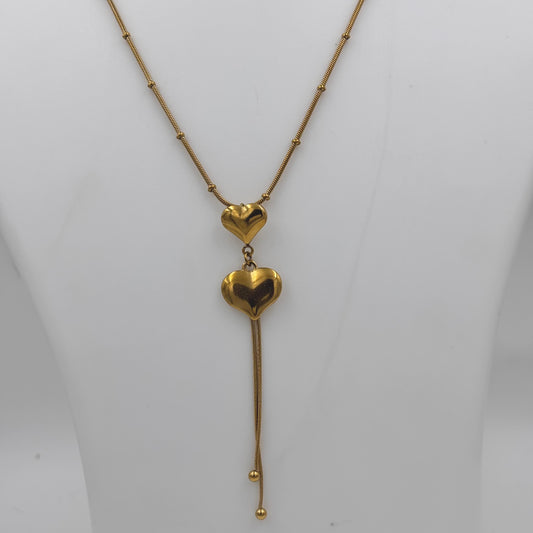 0056 - double heart pendant Necklace