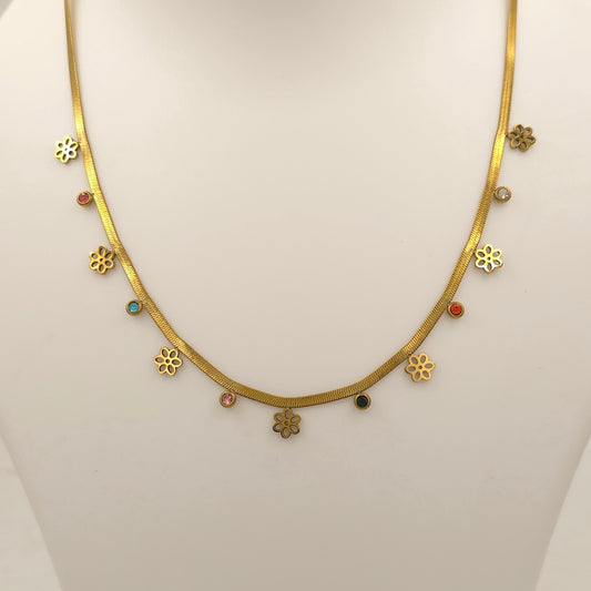 PN023 - Floral Prism Charm Necklace