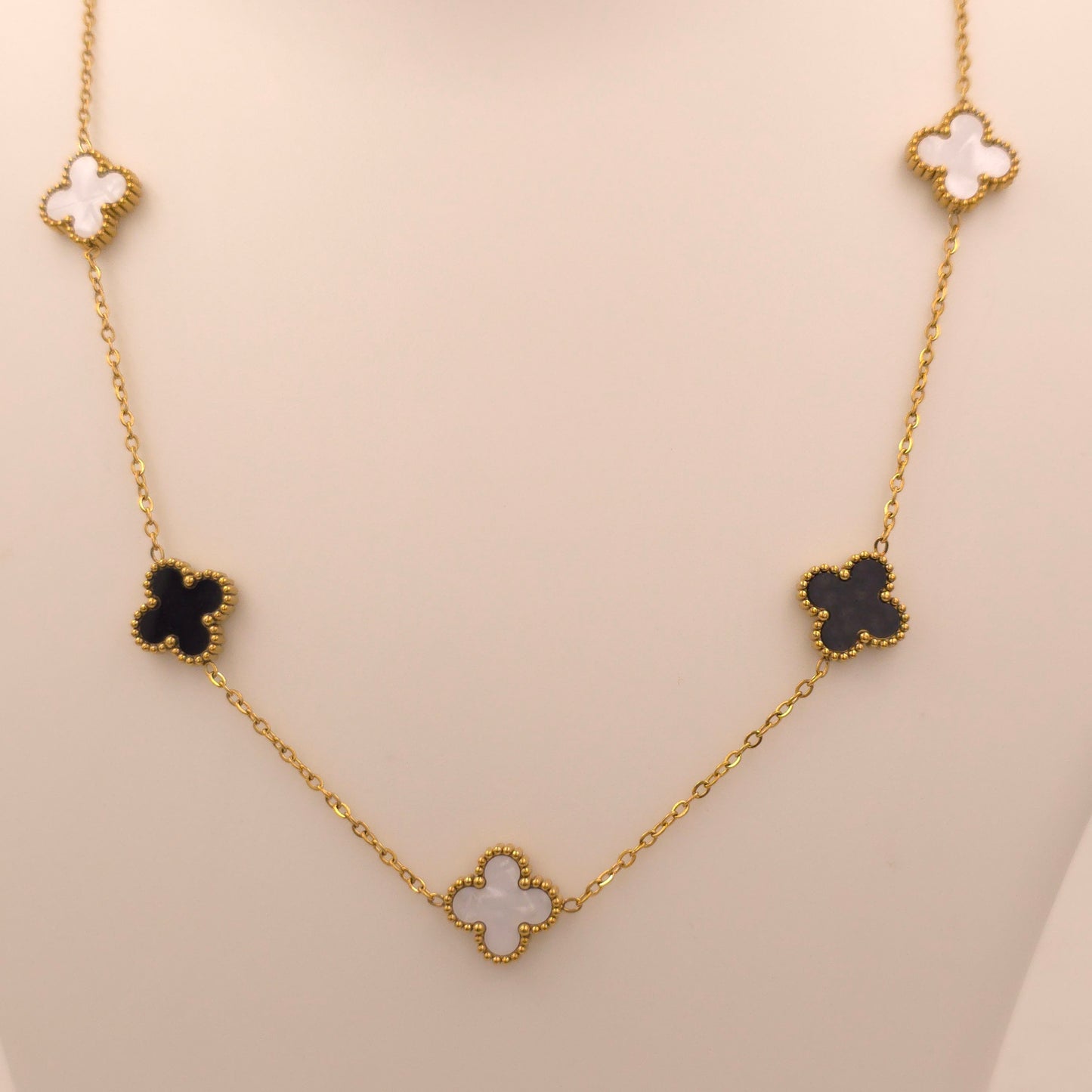 PN026 - Monochrome Clover Necklace