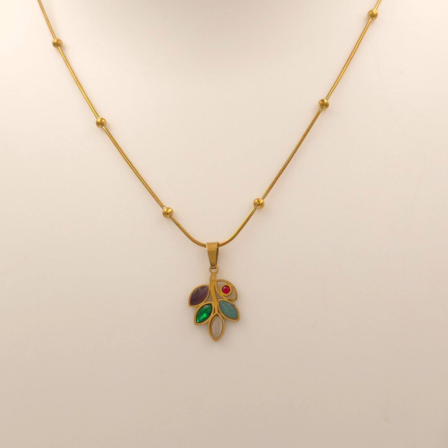 PN027 - Mosaic Leaf Necklace