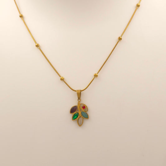 PN027 - Mosaic Leaf Necklace