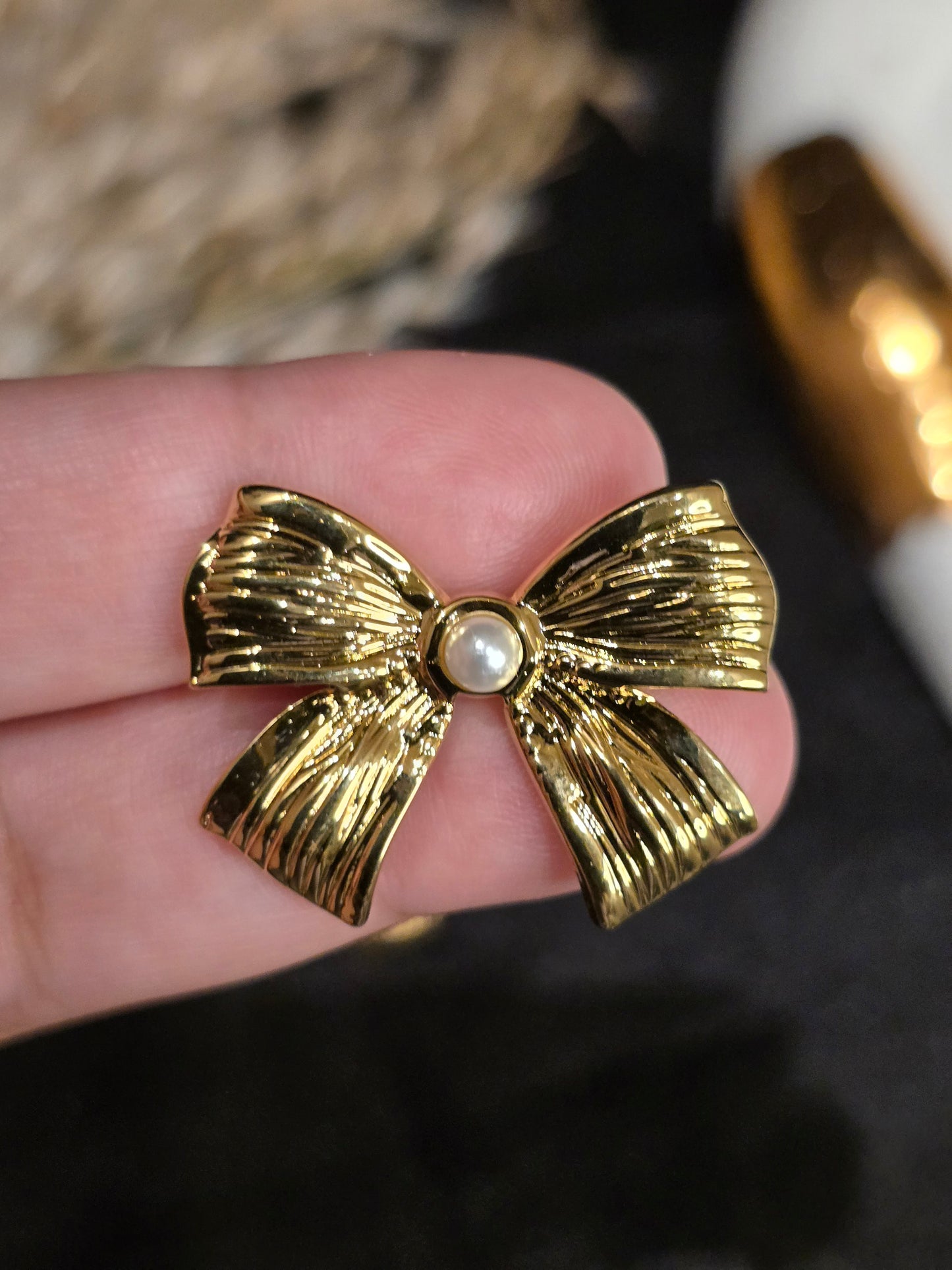 Pearl Bow Earrings Jewellery - 0048