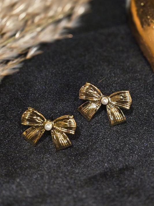 Pearl Bow Earrings Jewellery - 0048